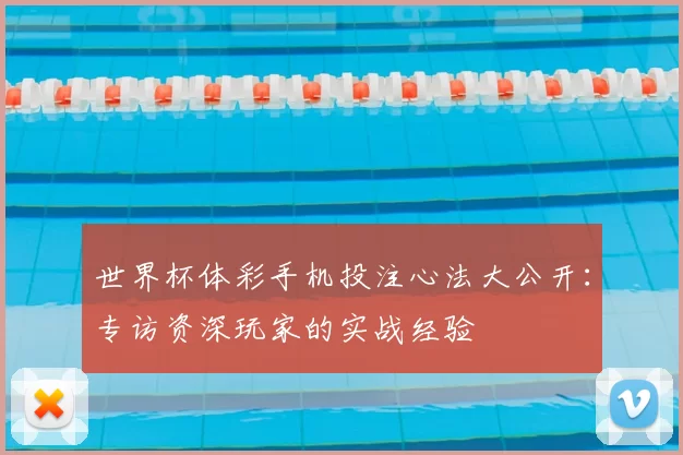 世界杯体彩手机投注心法大公开:专访资深玩家的实战经验